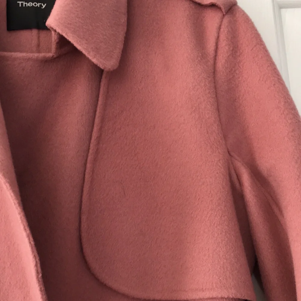 THEORY EUC MAUVE WOOL CASHMERE BLEND BELTED TRENCH SIZE SMALL - Picture 5 of 10